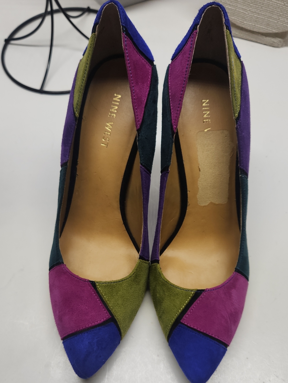 Nine West Multicolor Suede Patchwork Pointed-Toe Pumps SIZE 8